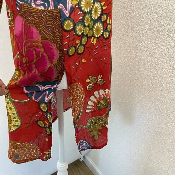 Colorful Bright Bohemian Boho Tropical Tunic Kurta Top Made in India size Small - Picture 6 of 8